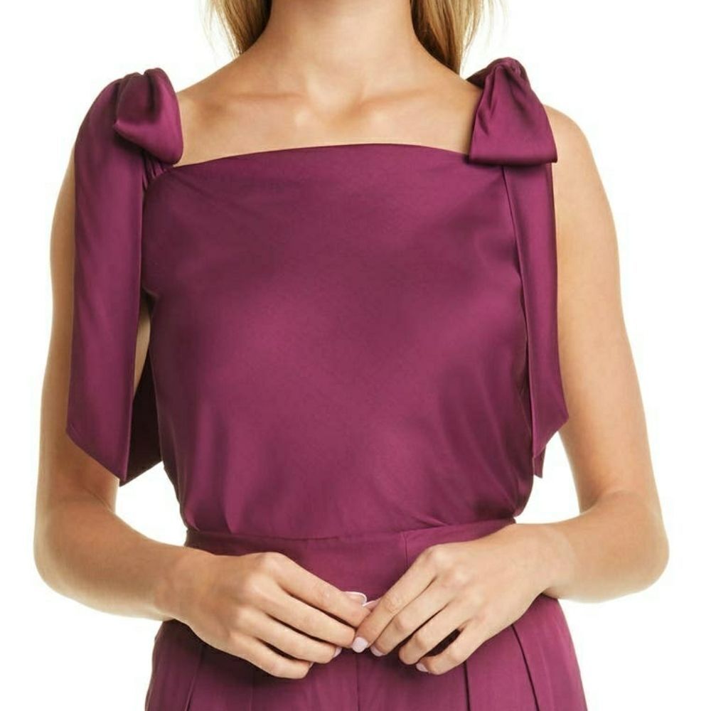 Rebecca Taylor Tie Shoulder Satin Tank